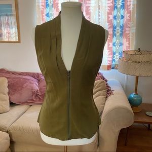 Olive Green Front Zip Back Cutout Top